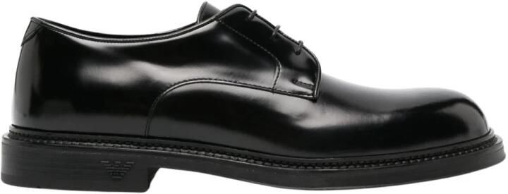Emporio Armani Zwarte platte schoenen met veters en rubberen zool