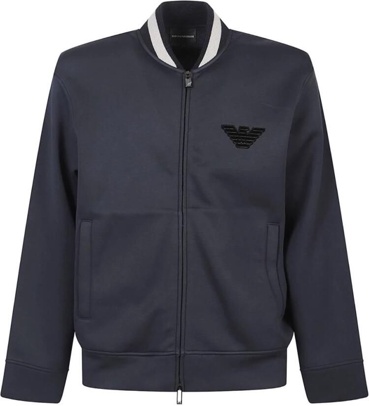 Emporio Ar i Double-jersey sweatshirt met ritssluiting bomberjackkraag en adelaarspatch