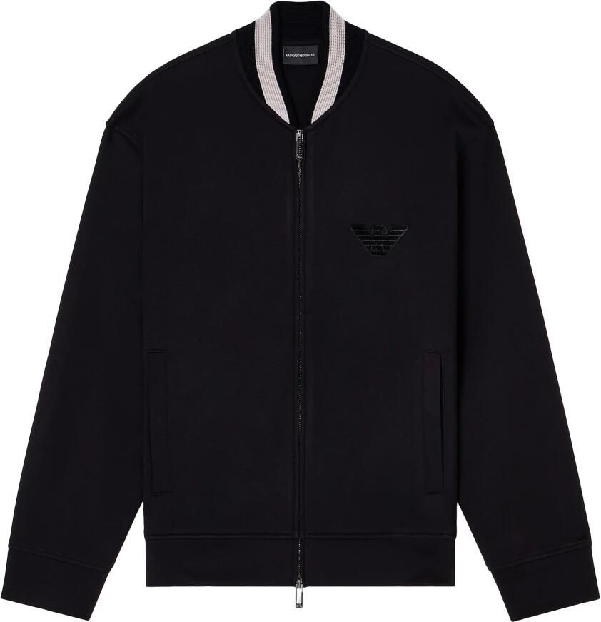 Emporio Ar i Double-jersey sweatshirt met ritssluiting bomberkraag en adelaarspatch