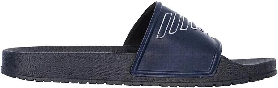 Emporio Armani Gedurfde Logo Print PVC Muiltjes Blue Unisex