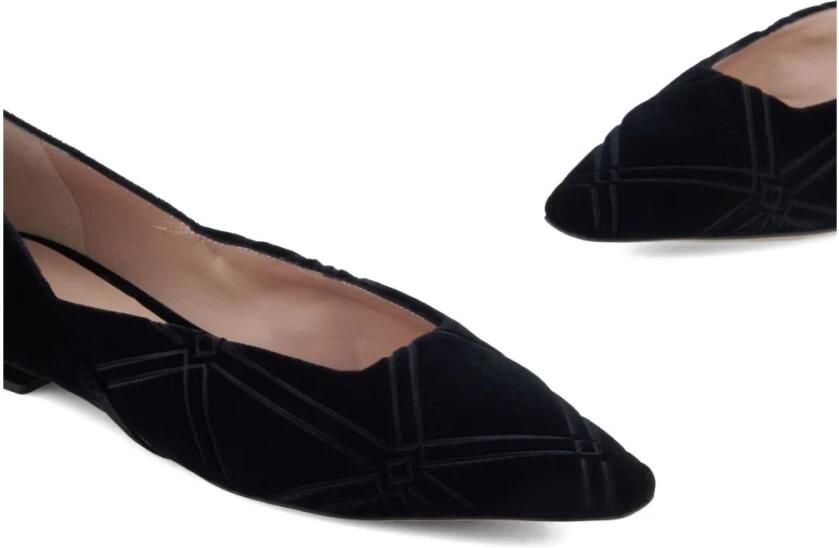 Emporio Ar i Embossed Motif Velvet Ballerinas