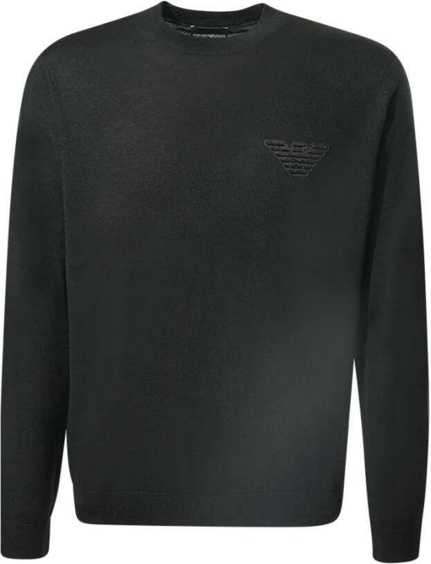 Emporio Ar i Fijngebreide trui van sc wol met adelaarspatch