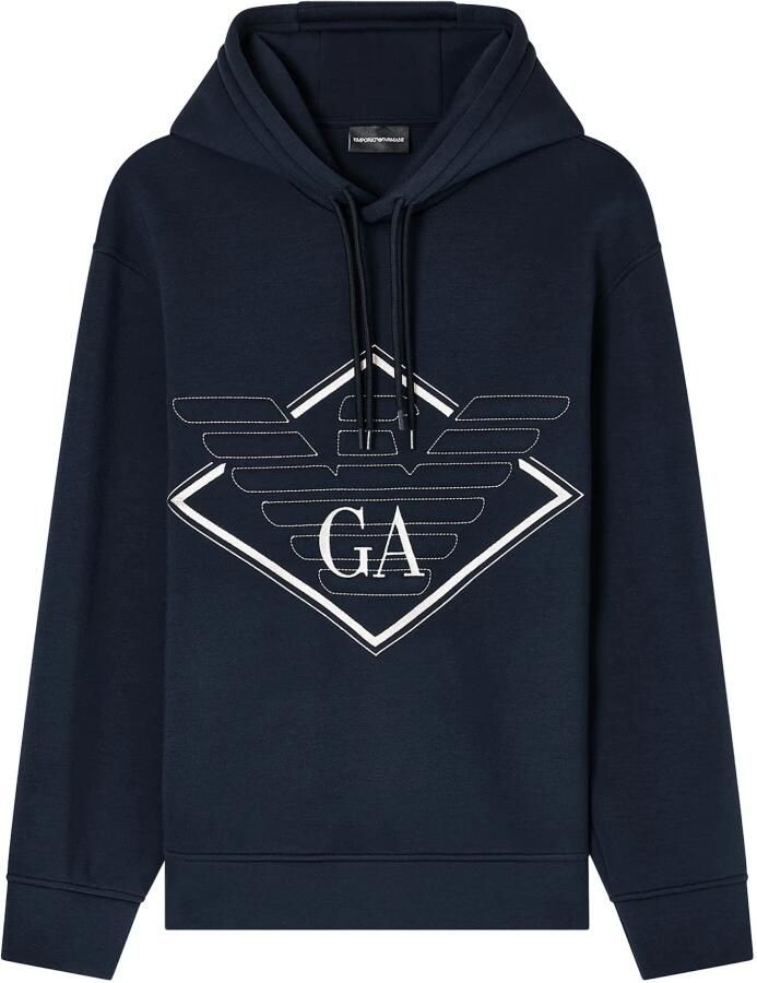 Emporio Ar i Hooded sweatshirt van double-jersey met oversized adelaar borduursel
