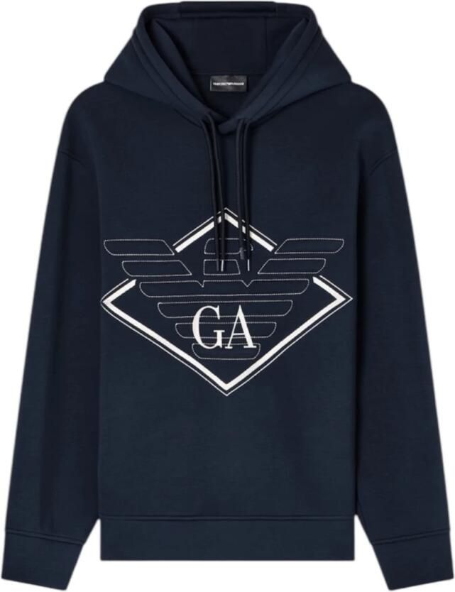 Emporio Ar i Hooded sweatshirt van dubbele jersey met oversized adelaar borduursel