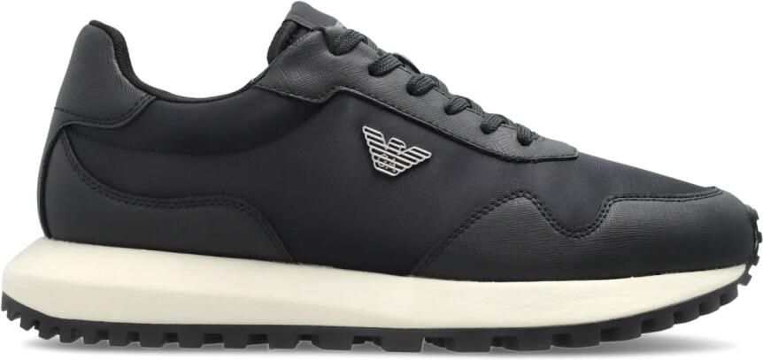 Emporio Armani Sneakers met logo-applicatie en panelen Black Heren