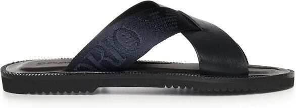 Emporio Ar i Leren Cross-over Sandalen met Logoband