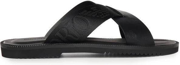 Emporio Armani Leren Cross-Over Sandalen met Logoband