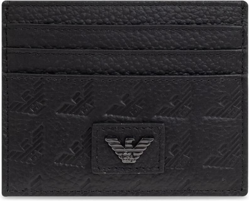 Emporio Ar i Leren Kaarthouder met All-over Reliëf Adelaar