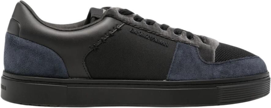 Emporio Armani Leren Stoffen Sneakers