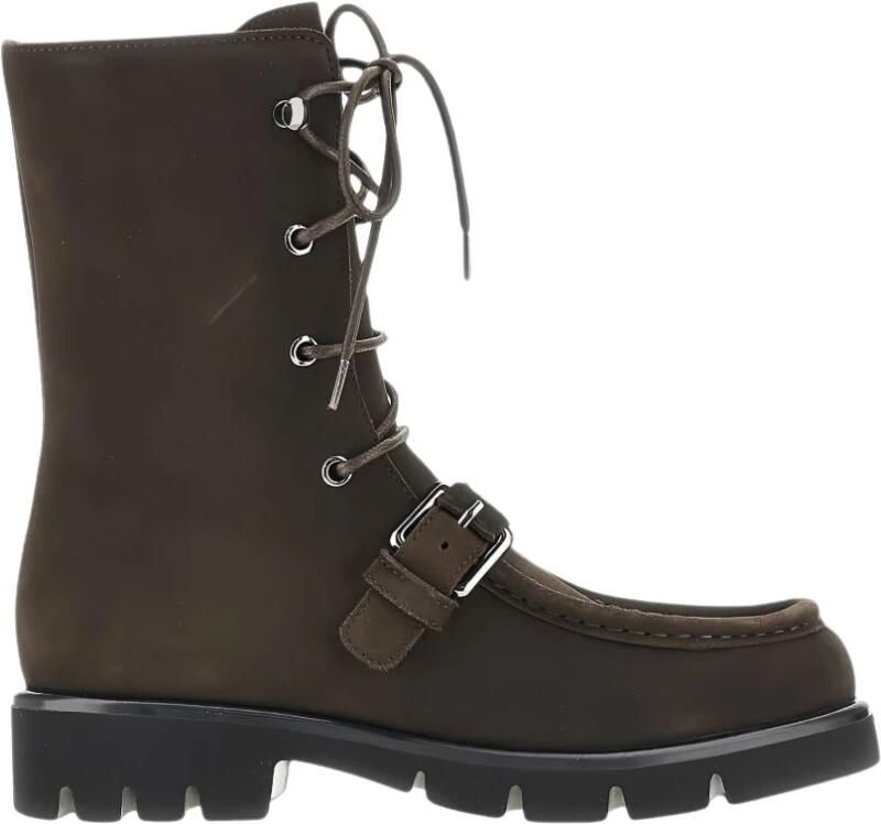 Emporio Armani Leren veterlaarzen met decoratieve gespriem