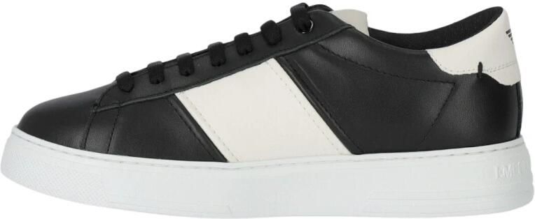 Emporio Armani Zwarte leren sneakers met witte contrastinzetten en logo-opschrift 43.5 Black Heren - Foto 5