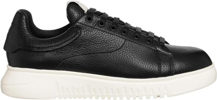 Emporio Armani Zwarte leren sneakers met stevige zool - Foto 3