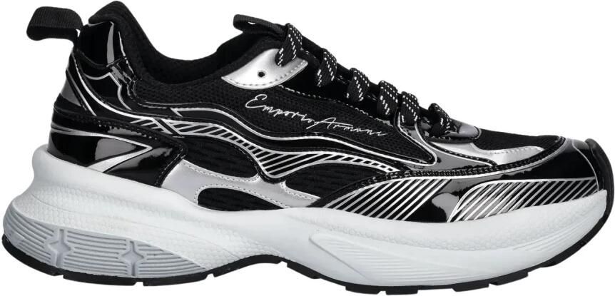 Emporio Armani Mesh Sneakers met Gelamineerde Details en Kenmerkend Logo