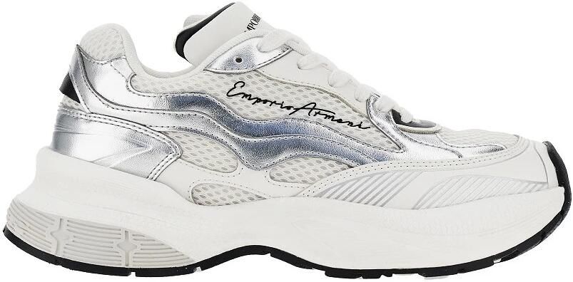 Emporio Armani Mesh sneakers met leren details
