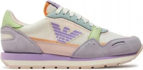 Emporio Ar i Mesh Sneakers met suède details en adelaarspatch