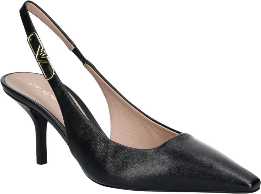 Emporio Armani Nappa-lederen Slingback Pumps met Adelaar-embleem