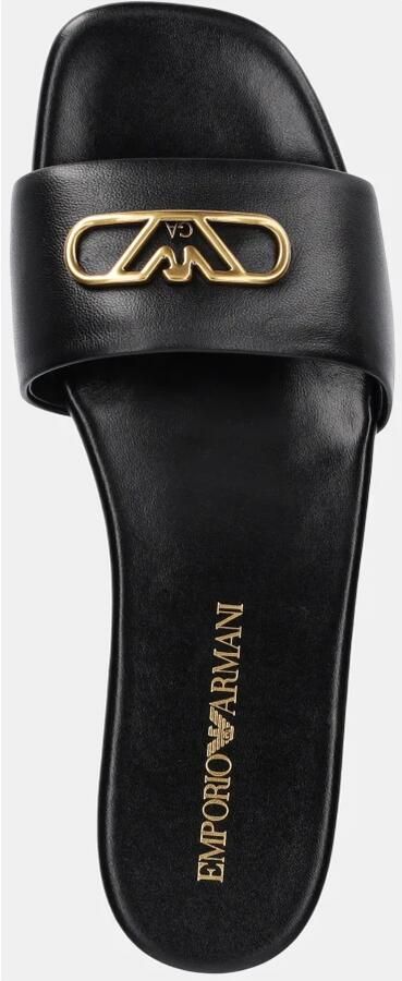 Emporio Armani Zwarte leren platte sandalen vierkante neus - Foto 3