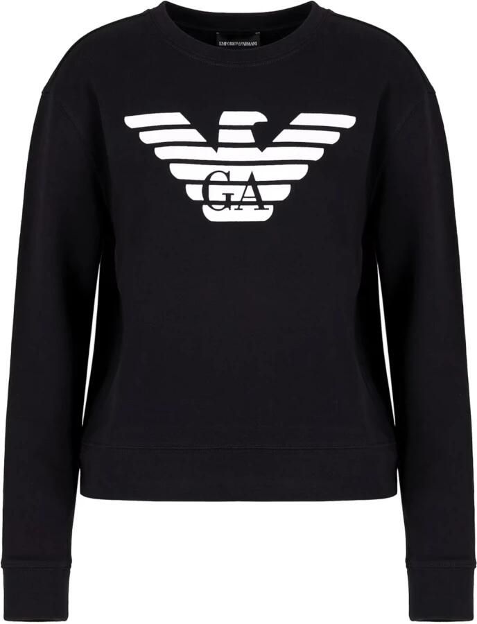 Emporio Ar i Navy Blue Jersey Sweatshirt met Wit Adelaar Logo