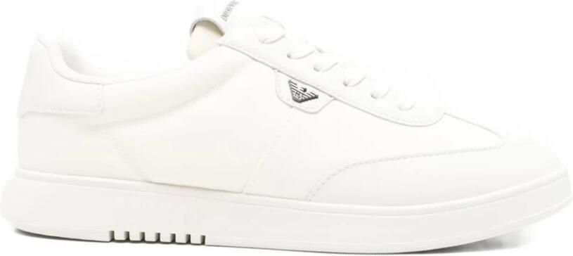 Emporio Ar i Nylon Sneakers met leren details