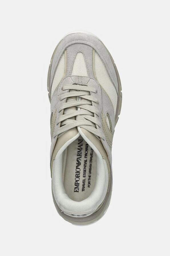 Emporio Armani Beige Suède Panel Sneakers Beige Heren - Foto 2