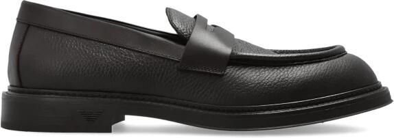 Emporio Ar i Pebbled Leather Loafers