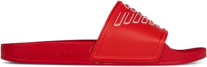 Emporio Armani PVC -muilezels met een groot logo Rood Heren