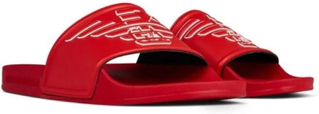 Emporio Armani PVC -muilezels met een groot logo Rood Heren - Foto 3