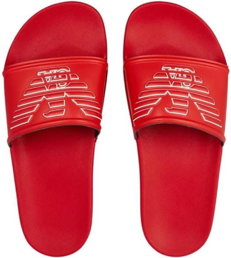 Emporio Armani PVC -muilezels met een groot logo Rood Heren - Foto 2
