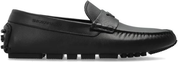 Emporio Ar i Saffiano leren driving loafers