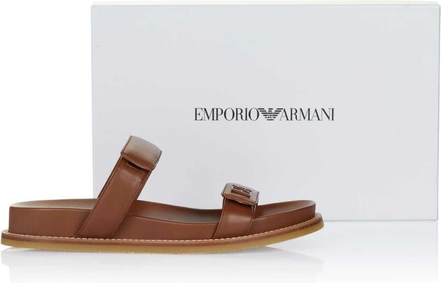 Emporio Ar i Leather slides Bruin - Foto 2