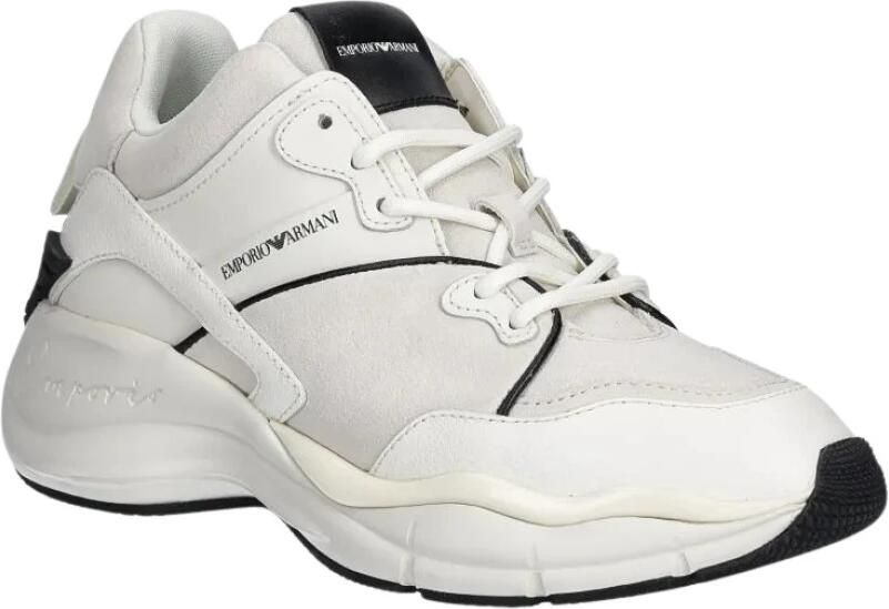 Emporio Armani Leren en suède sneakers met oversized zool