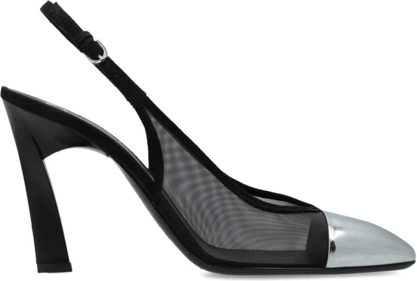 Emporio Armani Slingback Pumps van Mesh en Suède met Gespiegelde Neus