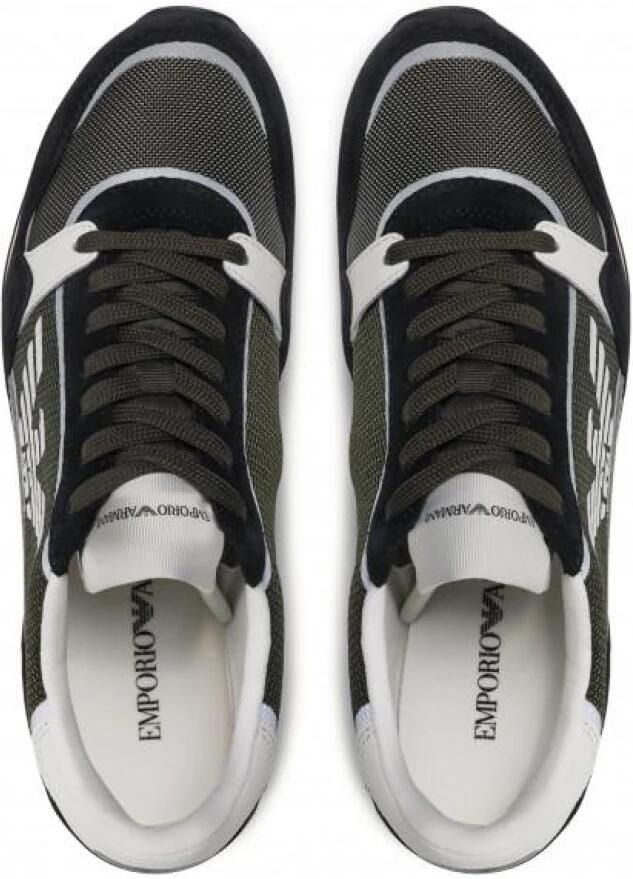 Emporio Armani Military Green Black Mesh Sneaker Groen Heren - Foto 3