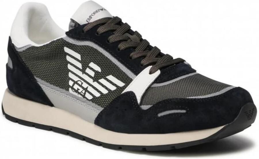 Emporio Armani Military Green Black Mesh Sneaker Groen Heren - Foto 4