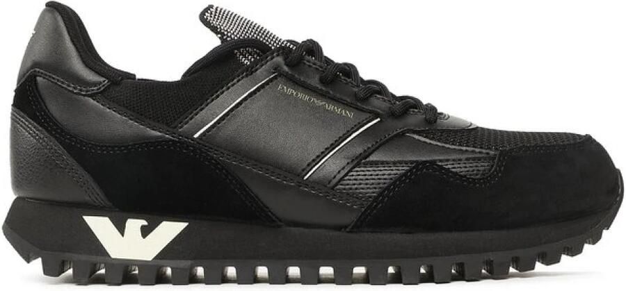 Emporio Armani Zwarte Sock-Sneaker met Contrasterende Logo-inzetstukken Black Heren