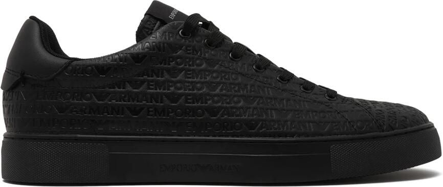 Emporio Armani Leren Sneakers met Logo-letters over het hele oppervlak