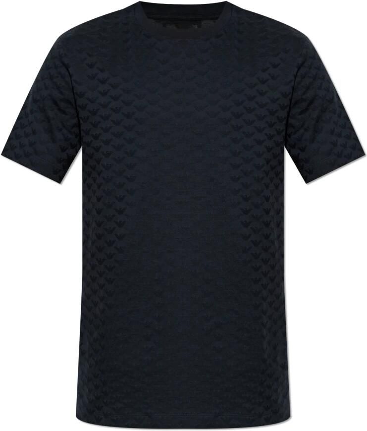 Emporio Ar i T-shirt van gemerceriseerd jersey met jacquard adelaar over het geheel - Foto 2