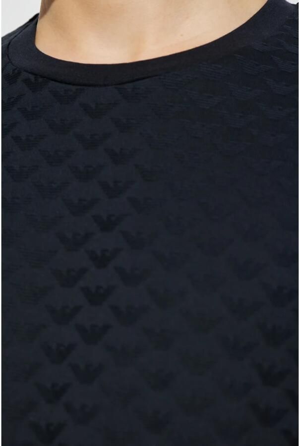 Emporio Ar i T-shirt van gemerceriseerd jersey met jacquard adelaar over het geheel