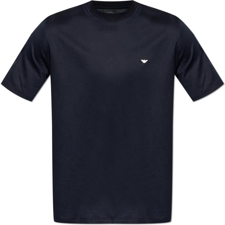 Emporio Ar i T-shirt van jersey met lyocellblend en reliëf adelaar borduursel