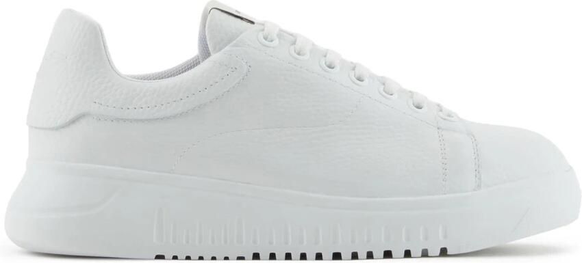 Emporio Armani Witte Leren Sneaker met Logo Inzet White Dames