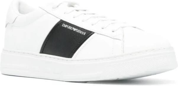 Emporio Armani Witte leren sneakers met gestreepte details - Foto 2