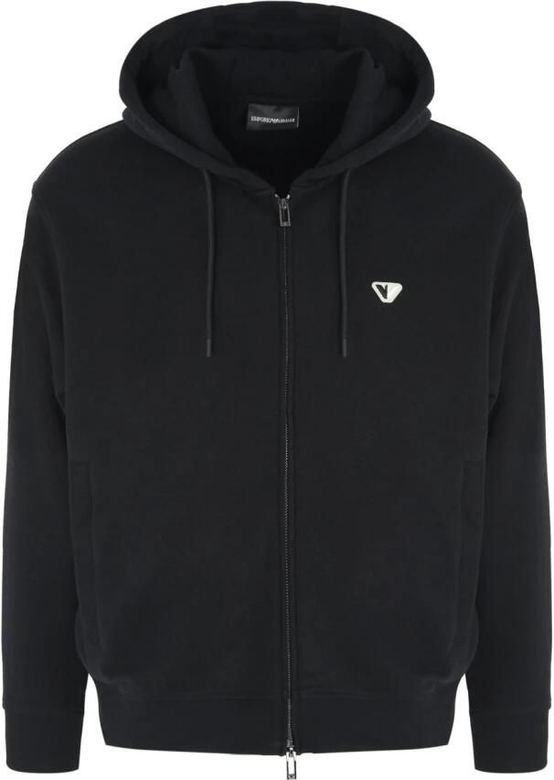 Emporio Ar i Zwarte Katoenen Hoodie met Adelaarslogo
