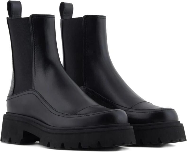 Emporio Ar i Zwarte Leren Plateau Laarzen Ronde Neus