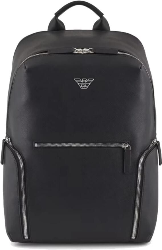 Emporio Ar i Zwarte leren rugzak met metalen adelaar