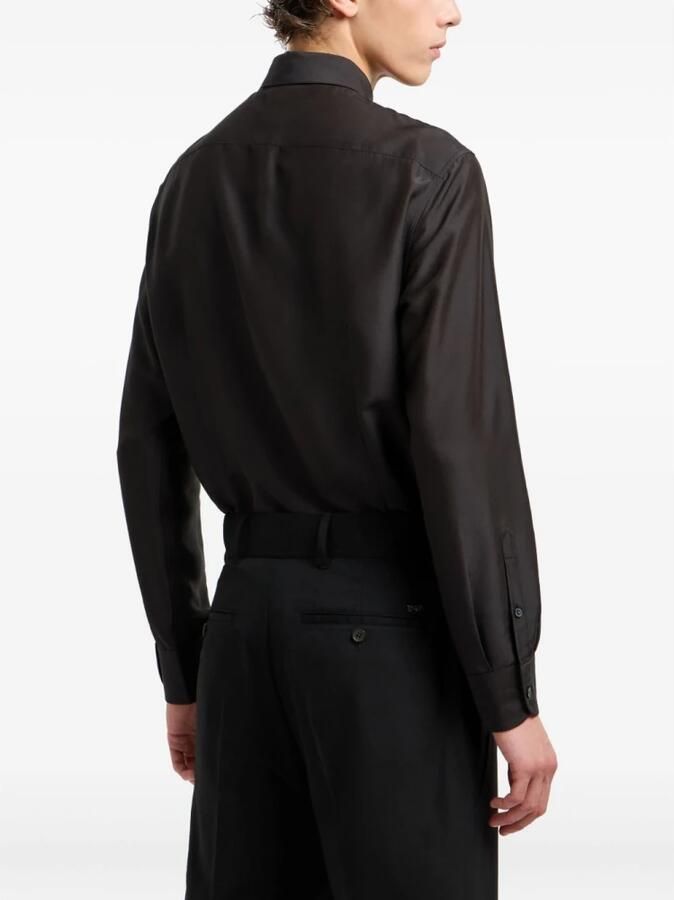 Emporio Ar i Zwarte Overhemd met Klassieke Kraag en Adelaarslogo