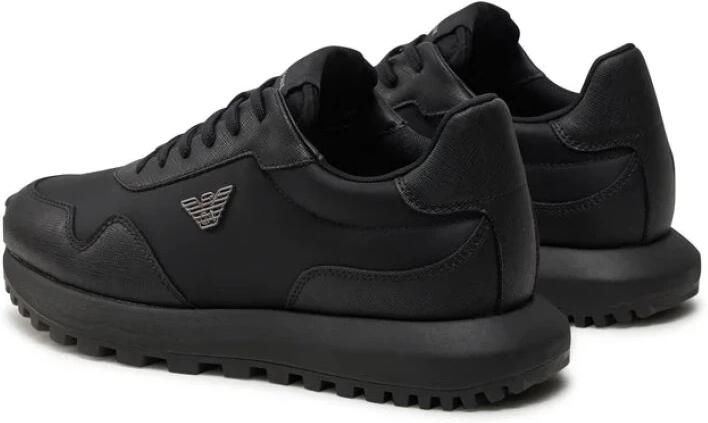 Emporio Armani Zwarte Sneakers Stijlvolle Metalen Adelaar Detail