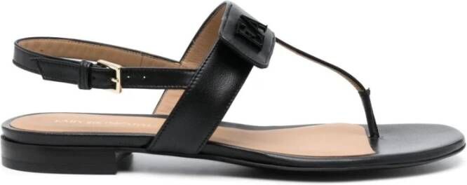 Emporio Armani Flat Sandals Black Dames