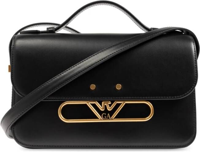 Emporio Ar i Glad Leren Schoudertas Met Metalen Adelaar Logo