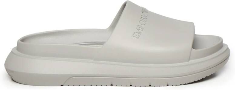 Emporio Armani Grijze Logo Slide Sandalen 100% Rubber