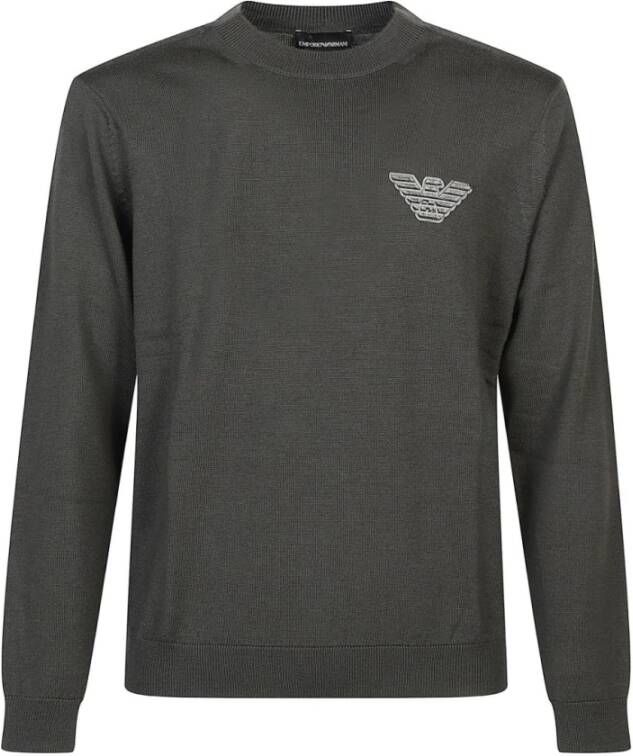 Emporio Ar i Grijze Wollen Trui met Adelaarslogo